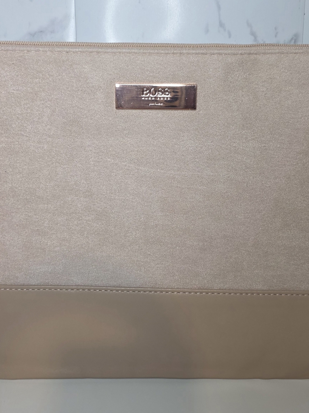 Boss Faux Suede and Leather Pouch